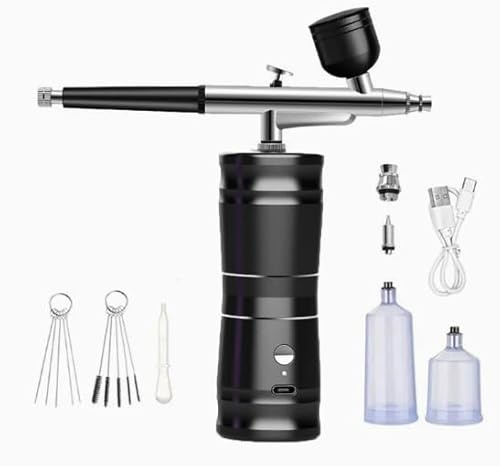 Set aerografo con compressore, pistola aerografo portatile ricaricabile, mini aerografo senza fili, pistola aerografo portatile per trucco, decorazione torte, tatuaggi, nail art, modellismo
