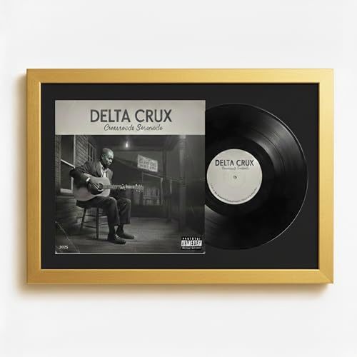 K-Möbel Schallplatten Rahmen Gold 40x60cm 2er Set mit schwarzem Passepartout - Made in Germany - Vinylrahmen aus Echtholz für die Vinyl - UV-geschütztes Passepartout aus 100% Alpha-Zellulose