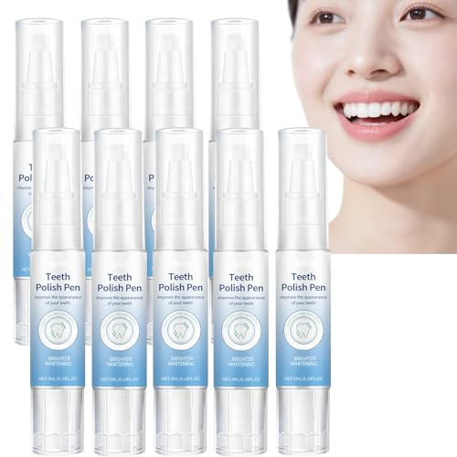 Zahnweiß-Farbe, Zahnweiß-Kit-Stift, tragbarer Zahnlack, sanfte Reinigung für empfindliche Zähne, erfrischt den Atem, lang anhaltender Glanz, täglicher Gebrauch (9Pcs)