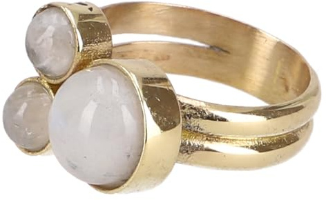 GURU SHOP Goldfarbener Ring, Modeschmuck aus Messing mit Amethyststein | Elegantes Design, ideal für besondere Anlässe, stilvoller Blickfang, perfektes Accessoire für modebewusste Frauen.