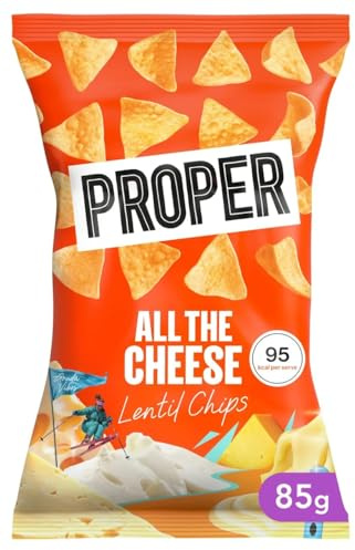 Proper Chips 85g | Premium Kettle Cooked Potato Chips | Gluten Free, All Natural | (Proper Chips All The Cheese Lentil Chips 85g)