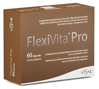 Vitae FlexiVita Pro 60 Cápsulas | Glucosamina, Condroitina, MSM y Cúrcuma | Con Manganeso y Zinc | Apoyo Articular y Muscular | Ayuda a Mantener y Recuperar Articulaciones, Cartílagos y Tendones