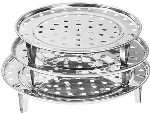 Round Stainless Steel Rack 7.6 8.5 9.33 Inch Diameter Steaming Rack Stand Canner Canning Racks Steamer Insert Stock Pot Steaming Tray Stand Pressure Cooker Cooking Toast Bread Salad Baking (3 Pack)