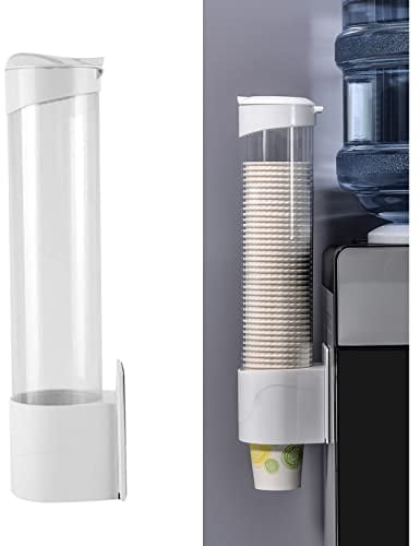 Together-life Cup Dispenser Wall Mounted Plastic Water Dispenser Disposable Cup Holder Rack, Paste or Screw Plate Mountable for Paper Cups, 7.5cm 50 Cups