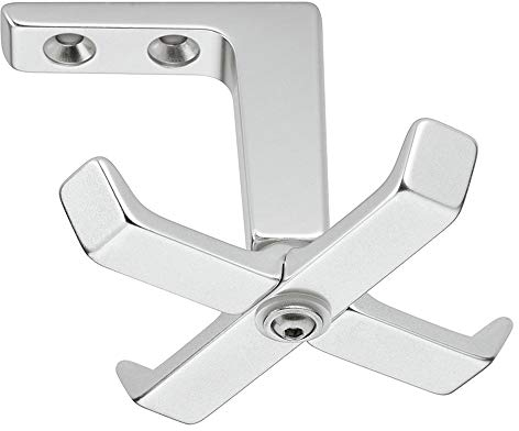 Gedotec Design Dreifachhaken Kleiderschrank Garderoben-Haken drehbar Kleiderhaken Metall - H10285 | 4-fach Drehhaken | Alu silber eloxiert | Höhe: 55 mm | 1 Stück - Unterbau-Haken Decken-Montage