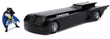 Jada Toys Batman Animated Series Batmobil, Auto, Spielzeugauto aus Die-cast, zu öffnende Türen, inkl. Batman Figur, Maßstab 1:24, schwarz
