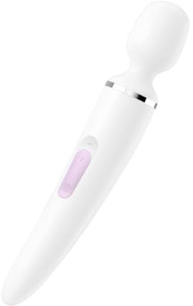 Satisfyer 'Wand-er Woman' Massagestab mit 50 Vibrations-Modi 34 cm | Massage-Stick Stark & Leise | Elektronische Körpermassage für Frauen & Männer | Kleines Ganzkörper Massagegerät | Farbe: weiß
