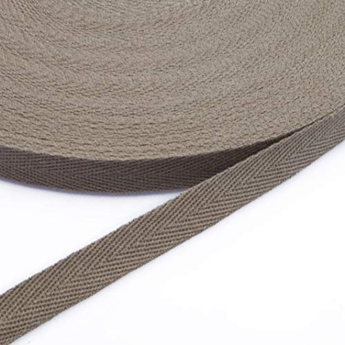 Egurs Bunt Gurtband aus Baumwolle 45m x 10mm Weich Gewebt Twill-Band Baumwollband Baumwollkordel Schrägband Köperband Twillband Fischgräten-Bänder zum Nähen Dekoband Nähenband Dunkelgrau