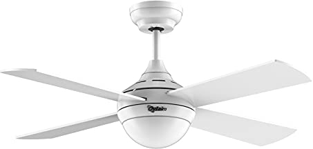 Ovlaim 48 Inch Modern Ceiling Fan with 4 White Blades & 3 Color LED Light Fixture & Remote Control Super Silent for Indoor Kitchen Bedroom Living Room - White