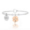 SAGA GIOIELLI® BRACCIALE RIGIDO DONNA FRASI PENSIERI PAROLE EMOZIONALE INCISIONE ACCIAIO CUORE ROSE' (Quadrifoglio portafortuna)