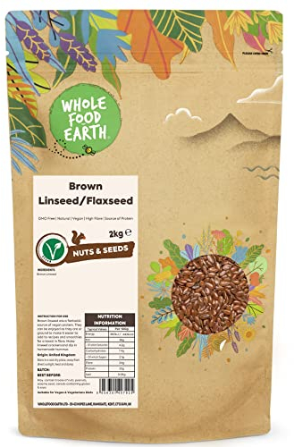 Wholefood Earth Leinsamen/Leinsamen braun - GMO frei - natürlich - vegan - milchfrei - ohne Zuckerzusatz, 2 kg