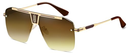 SHEEN KELLY Occhiali da Sole Oversize Retrò per Uomo e Donna - Quadrati Senza Montatura, Flat Top, Vintage