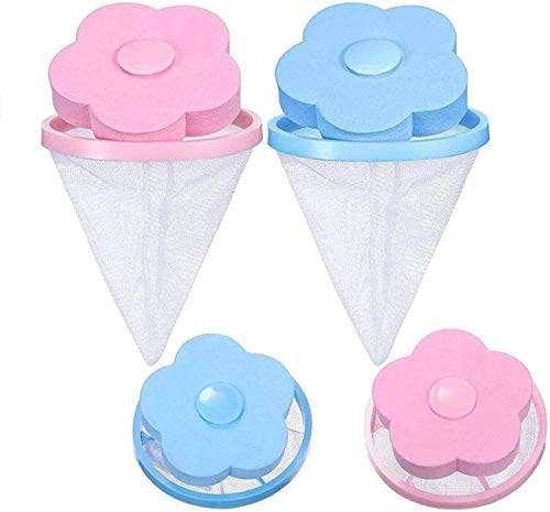 Household washing machine hair remover cleaning filter mesh bag reusable washing machine fluff catcher plush mesh bag hair filter mesh bag 2pcs (Random Color)
