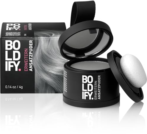 BOLDIFY Retocador de raíces en polvo – Cubre Canas Mujer y Hombre 48 Horas – Maquillaje Capilar Resistente al agua, No Mancha 4g (Gris)