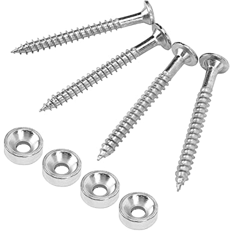4 Sets Guitar Neck Joint Bushing Set Bass Neck Mounting Screws Metal Ferrule Bolt Accessory for Electric Guitar and Bass(silver)