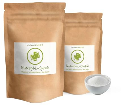 N-Acetyl-L-Cystein Pulver 200 g (2 x 100 g) - NAC - schwefelhaltige Aminosäure - hochdosiert - Fermentationsgewinnung - vegan und rein - OHNE Hilfs- u. Zusatzstoffe - Deutsche Herstellung