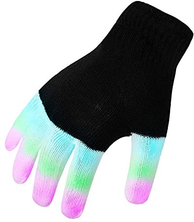 Ultra 2 Pairs LED Gloves - Light Up Gloves for Adults & Kids, 6 Settings, 3 Colours & Fingertip Flashing