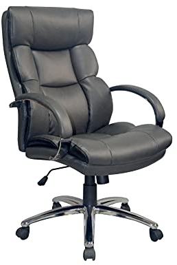 byLIVING Chefsessel Paul-XXL/Kunstleder dunkel-grau/Absatz schwarz/bis 150 kg belastbar/Federkern-Sitz/Gestell Metall verchromt/Armlehnen gepolstert/B 64, H 108-118, T 72 cm