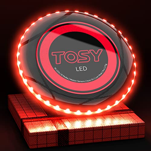 TOSY Flying Disc – 36 LEDs, Hell, Smart-Modi, automatisches Aufleuchten, wiederaufladbar, Geburtstags, Ostern, Camping, Männer/Jungen/Kinder, 175g Frisbee