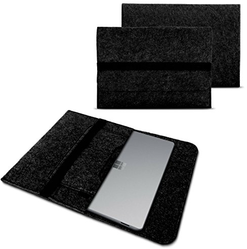NAUC Sleeve Hülle kompatibel mit Microsoft Surface Laptop Go 3 / Go 2 / Go Netbook Ultrabook 12,4 Zoll Laptop Filz Case Laptoptasche Schutztasche, Farben:Dunkel Grau