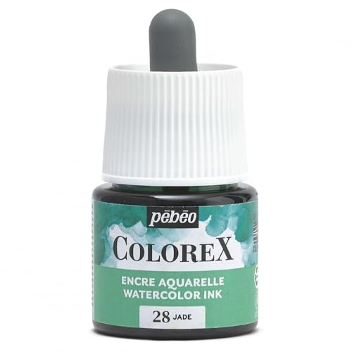 Pébéo - Tinte Colorex 45 ml Jade – Colorex Tinte Aquarell Pebeo – Tinte grün – Tinte für Zeichnung mit mehreren Werkzeugen – 45 ml – Jade