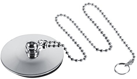 Tapón de la Bañera, Tapón de Desagüe de la Bañera del Baño del Fregadero de la Cocina Cromado, Tapón de Desecho de Metal Sólido con Cadena para la Bañera del Baño del Fregadero de la Cocina (1 Pcs)