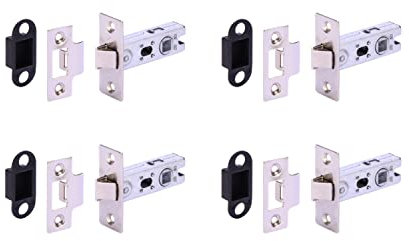 HANDLEZONE® 4 Pack 65mm (2 1/2 inch) Silver Nickel Tubular Mortice Latch, Catch for Internal Timber Doors - 45mm Backset