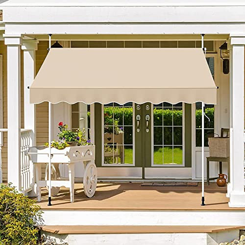 REALN Klemmmarkise, Balkonmarkise mit Handkurbel, ausziehbare Markise für Balkongarten, höhenverstellbare Markise, UV-beständig, wasserabweisend, kein Bohren (Size : L:2m/6.5ft)