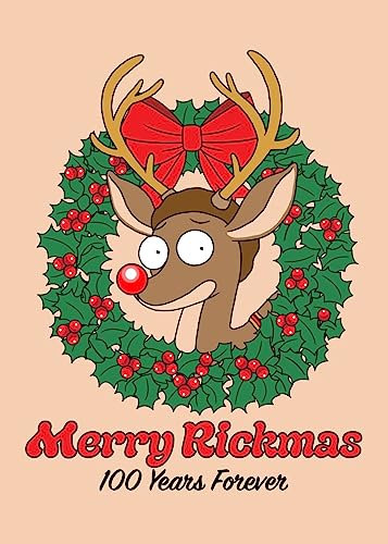 Displate - Poster aus Metall - Einfache Montage ohne Bohren - Rick and Morty - Merry Rickmas - Jolly Reindeer Morty - Größe M - 32x45cm Matt