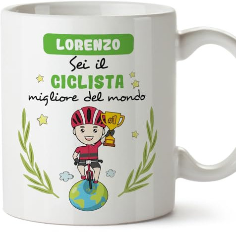 Mugffins Tazza Personalizzata in ceramica per CICLISTA uomo 11 oz / 350 ml - In italiano - Sei migliore del mondo - Idea regalo per compleanno, anniversario, natale, laurea