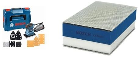 Bosch Professional Ponceuse Vibrante GSS 160-1 A Multi (180 W, dans une L-BOXX) + 1x Expert Cale Dual Density (pour bois, 80 x 133 mm, avec Abrasifs réticulés EXPERT M480 2xP80-2xP120-1xP180)