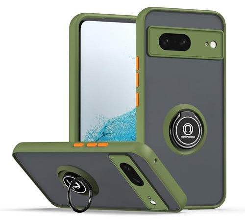 XINYEXIN Funda para Google Pixel 8, Funda con Soporte de Anillo, TPU + PC Translúcido Anti- Arañazos Carcasa Protectora Antigolpes Case Cover - Verde Ejercito