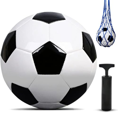 LeapBeast Fußball Größe 4/5, Trainingsball mit Aufblasgerät zum Aufpumpen, Klassisches Design in Schwarz-Weiß Kinderfußball für Indoor Outdoor Übung Team Trainin (Größe 4)