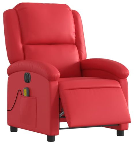vidaXL Massagesessel Elektrisch, Sessel Verstellbare Rückenlehne Fußteil, Fernsehsessel Relaxsessel mit Liegefunktion, Liegesessel Polstersessel Ruhesessel, Rot Kunstleder