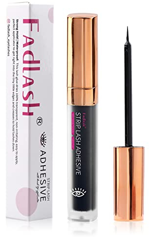 FADLASH Black Eyelash Glue for Lashes Super Strong Hold Lash Glue Best Eye Lash Glue Sensitive Eyes Waterproof Eyelash Glue Hypoallergenic Strip Lash Glue Latex Free Lash Adhesive 5.5ml