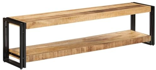 Gecheer Mobile,Porta,TV,Rustico,Vintage,in Legno Massello di Mango e Ferro,150x30x40 cm,Mobile Porta TV Industriale,Mobile Porta TV con Ripiano,Mobile Porta TV per Soggiorno