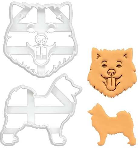 BAKERLOGY Set de 2 Emporte-pièce Samoyède Chien - Conception détaillée d'emporte-pièces pour la pâtisserie et l'artisanat, adaptée au fondant, à la pâte, à l'argile