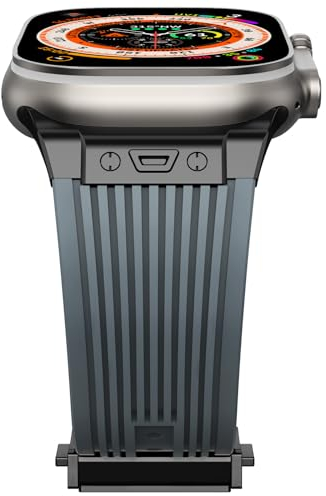 NewWays Silikon Armband kompatibel mit Apple Watch 49mm 46mm 45mm 44mm 42mm(Serie 3 2 1),Sports Ersatzarmband für iWatch Ultra 3 2 1 Series 11 10 9 8 7 6 5 4 3 2 1 SE Herren Damen,Grau/Schwarz Stecker