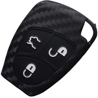 3/4-Tasten-Silikon-Fernbedienungs-Schlüsselanhänger-Hülle für Mercedes für Benz B C E ML S CLK CL 2B Schlüsselanhänger-Abdeckung Kohlefaser Auto-Styling (Farbe: nur Abdeckung)