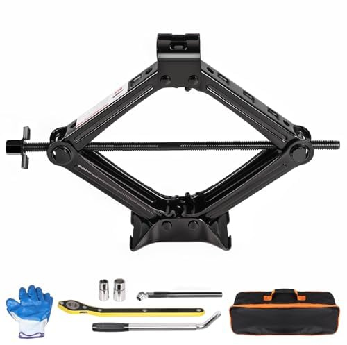 KROAK Scherenwagenheber, 2T, Wagenheber-Set, Reifenheber mit Ratschenschlüssel und Teleskopschlüssel, Universal-Notfall-Kit, 1,999.9 kg, tragbares Reifenwechsel-Set für Fahrzeug/SUV/MPV