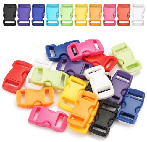 50 Pezzi Fibbie Plastica, Fibbie a Scatto 10 mm, Colore Fibbia a Scatto, Fibbie a Sgancio Rapido Laterale per Cinghie di Zaino, Collari per Cani, Braccialetti di Corda per Ombrelli, Fibbia di Ricambio