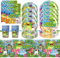 HOXSNII 51PCS Monster Birthday Party Set Theme Decoration,Monster Party Tableware Set, Monster Birthday Party Supplies for Birthday Party,My Singing Party Supplies for Kids - 10 Guests
