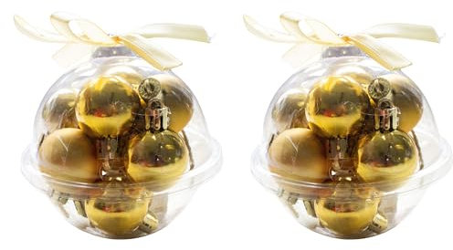 24 x Mini Baumkugeln Ø 3 cm zum Hängen - Bruchsicher -Baumschmuck Kunststoff für Innen und Außen - Kleine Christbaumkugeln (Gold (matt + Glanz))