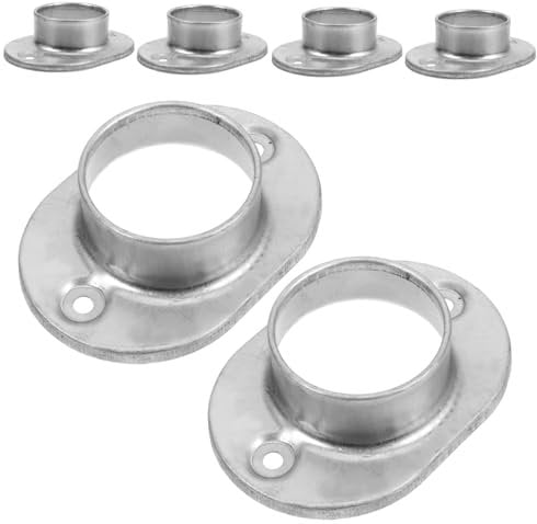 HOMOCONO 6pcs Round Tube Base Handrail Bracket Round Post Flange Round Post Base Plate Handrail Base Flange Floor Flange Base Railing Support Round Post Bracket Zinc Steel Silver