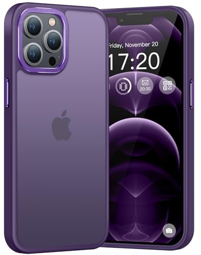 PuyaTeya Upgrade für iPhone 12 pro max Hülle, [Militärschutz] Stoßfest Schutzhülle Samtige Touch Matt Anti-Kratzen Anti-Glatte Anti Fingerabdruck Handyhülle für iPhone 12 pro max(Dunkelviolett)