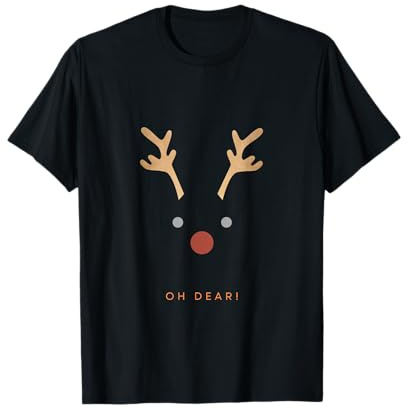 Oh Dear!, Weihnachten, Hirsch, Neujahr, glücklich, Spaß, rotes Horn T-Shirt