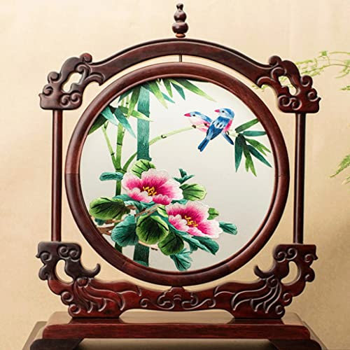 Chandelier Regali Ornamenti da Ricamo Ricamo su Due Lati Artigianato Nuova Decorazione per Ufficio Desktop Cinese Vintage (Rosso 34 * 27 cm) Chandelier