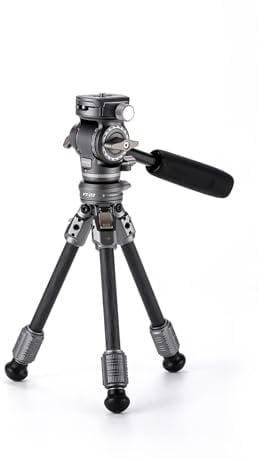 Tilta Camera Tripod Tabletop Video Fluid Head with 1-Stage Carbon Fiber Tripod Legs, 1/4-20 Thread, Arca quick Release Plate, Max Load 3KG - Space Gray TT-VT03-FB-SG