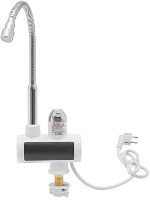 Grifo calentador de agua de 3000 W con indicador de temperatura, grifo eléctrico giratorio 360°, acero inoxidable, alta seguridad, grifo de cocina caliente y frío