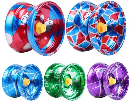 Dual Purpose Yoyo, 5 Pièces Yoyo en Alliage D'aluminium, Yoyo Réactif, Professionnel Yoyo ,Compétitif Yo Yo, Conçu pour Les Débutants